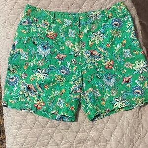 Talbots Green Floral Paisley Bermuda Shorts
